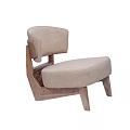 Modern Minimalist Accent Chair With Wooden Frame And Light Beige Upholstery