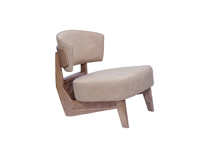 Modern Minimalist Accent Chair With Wooden Frame And Light Beige Upholstery 3d model