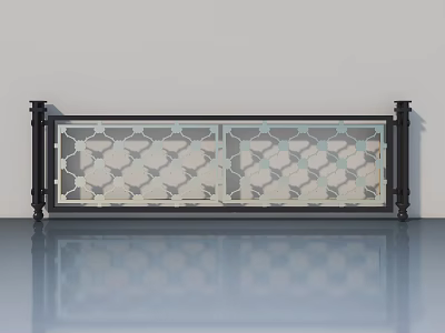 Modern Black Frame Swing Door With Geometric Pattern Glass Design 3d model