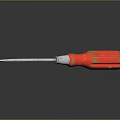 Red Handle Screwdriver With Metal Shaft And Reflective Surface On Dark Background