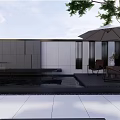 Modern Garden Landscape With White House Exterior Green Trees And White Wall