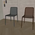 Modern Transparent And Brown Acrylic Dining Chairs With Textured Wall And Wooden Floor