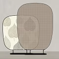 Modern Decorative Screens with Leaf Pattern Mesh Design Beige Brown and Black Metal Stand 3d model