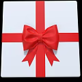 White Gift Box With Red Ribbon And Bow For Everyday Use 3d model