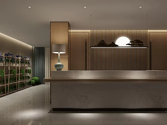 New Chinese Front Desk Room Reception 3d model