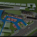 Modern Multi Level Parking Lot Design With Green Areas And Road Connections