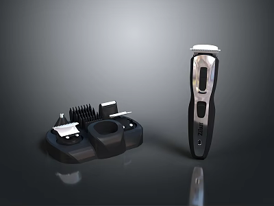 Professional Electric Hair Clipper With Attachment Combs And Charging Base 3d model
