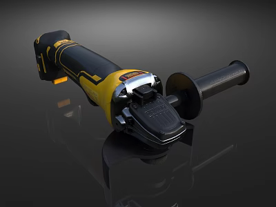 Heavy Duty Industrial Angle Grinder with Yellow Black Design Ergonomic Handle and Grinding Wheel 3d model