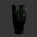Black And Red Long Handle Sword Vertically Placed On Gray Gradient Background With Reflection
