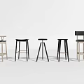 Modern Bar Stools With Various Designs And Light Dark Color Options 3d model