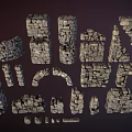 Various Shaped Stone Building Components Including Arches Columns And Blocks 3d model