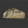 Detailed Natural Terrain Model Featuring Layered Rock Formations And Green Vegetation