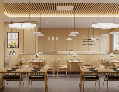 Modern Tea Restaurant Chinese Restaurant Nooddle Restaurant Fast Food Restaurant Fast Food Restaurant Table and Chair Restaurant Table and Chair Card Seat Sofa Bowl Chopsticks Cabinet Restaurant Luminous Light Box 3d model