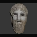 Classical Ancient Stone Mask With Curly Hair Beard And Facial Features