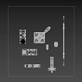 Industrial Equipment Metal Components With Red Handles And Precision Mechanical Parts