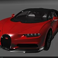 Red Bugatti Sports Car With Sleek Design Black Roof And Aerodynamic Body