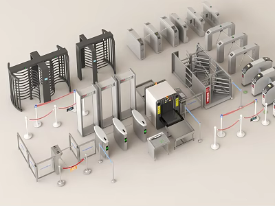 Public Facilities Security Equipment For Safety Check With Gates Turnstiles Detectors And Barriers 3d model