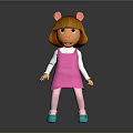Cute Animated Game Character With Pink Dress Cat Ears White Sleeves And Blue Shoes