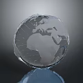 Transparent Crystal Globe Model With Cracked Surface Reflective Base And Dark Background 3d model
