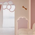 Pink Hello Kitty Living Room With Beige Sofa Coffee Table Stuffed Toys And Decorative Paintings