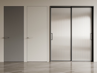 Door combination very narrow frame sliding door invisible door 3d model