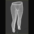 Gray Ribbed Leggings With Ankle Cuff In Front And Back View 3d model