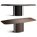 Modern Wooden Dining Table With Ribbed Metal Legs And Smooth Tabletop