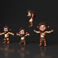 Cartoon Dwarf Characters 3D Models With Different Poses And Expressive Faces 3d model
