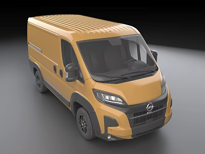 Yellow Commercial Van With Roof Rack Modern Front Design And Black Wheels 3d model