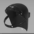 Black Protective Metal Helmet Like Equipment With Straps And Holes Design