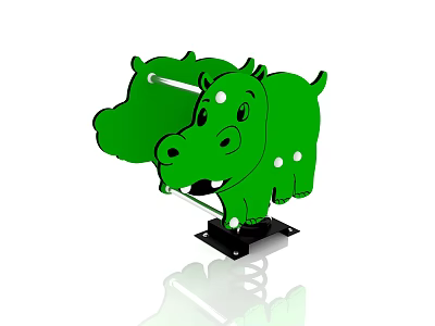 Two Green Hippo Shaped Building Blocks With Black Base And White Dots 3d model