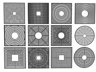 Decorative Bathroom Accessories With Various Square And Round Pattern Designs 3d model