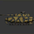Detailed Military Tank With Yellow Black Camouflage Cannon Barrel And Tracks