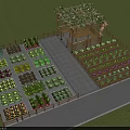 Rural Landscape Featuring Neat Vegetable Garden Plots Wooden Pergola And Fenced Pathway