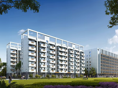 Aerial Planning of Modern Residential Area With Green Lawns and Walkways 3d model