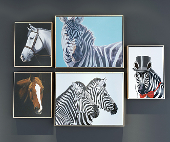 Modern Animal Painting Horse Decorative Painting Combination 3d model