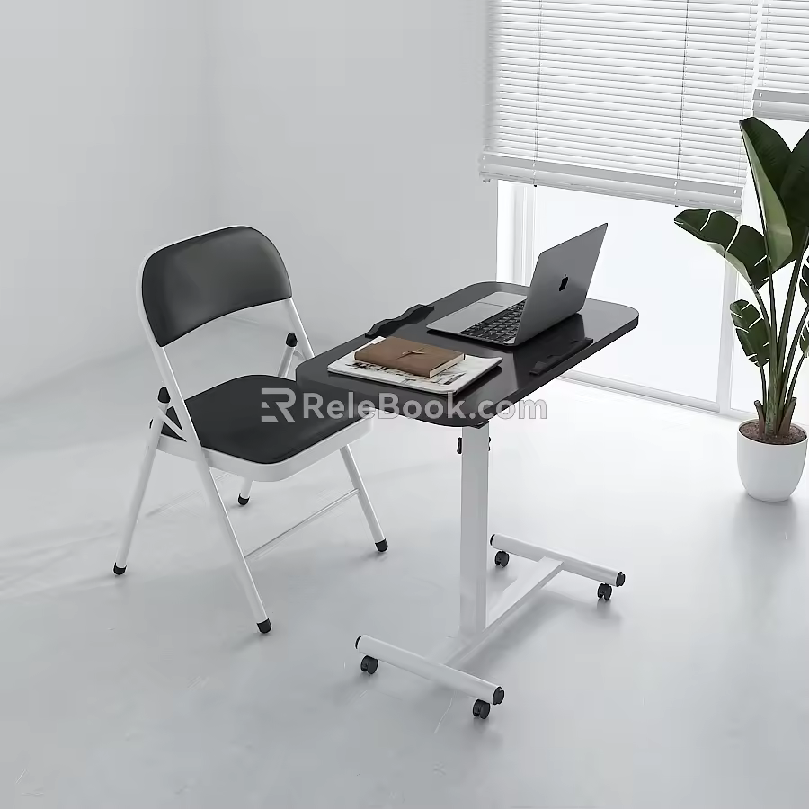 Office side several mobile desks 3d model