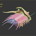 Pink Intricate Creature With Sharp Spikes And Dark Background Reflection Details 3d model