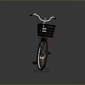 Vintage Black Bicycle With Blue Seat Front Basket And Red White Rims