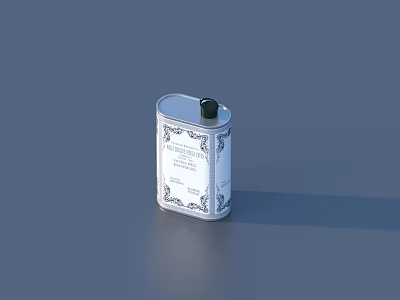 Elegant Silver Household Canister With Black Lid And Decorative Label Design 3d model
