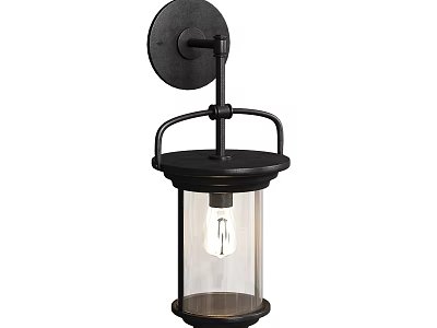 Black Metal Wall Sconce With Clear Glass Shade And Mounting Base Design 3d model