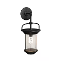 Black Metal Wall Sconce With Clear Glass Shade And Mounting Base Design