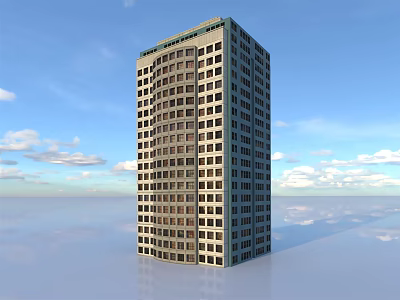 Modern High Rise Building With Glass Facade And Multiple Windows Under Blue Sky 3d model
