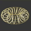 White Intertwined Circular Wireframe Sculpture With Spiral Structure On Black Background 3d model
