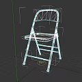 Light Colored Foldable Dining Chair With Metal Frame And Fabric Seat