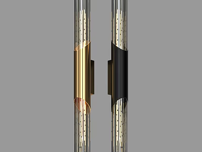 Modern Gold and Black Wall Lights With Sleek Cylindrical Glass Vertical Design 3d model