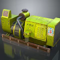 Green A-400 Generator With Control Panel Connected Pipes And Wooden Base 3d model