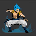 Blue Haired Anime Game Character In Fighting Pose With Blue Energy Effects And White Pants