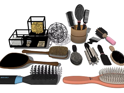 Various Practical Daily Life Products Including Hairbrushes Cleaning Brushes And Storage Organizers 3d model