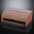 Wooden Desk Organizer With Striped Design Curved Top And Small Drawer